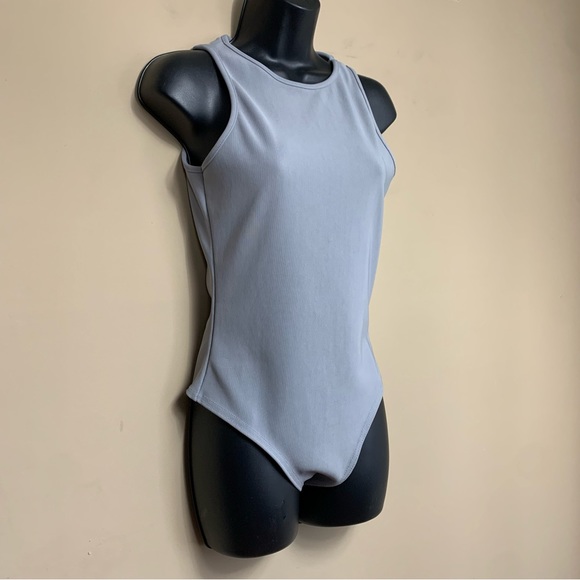 Missguided Tall Light Gray Ribbed Bodysuit - Picture 2 of 10